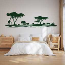 African Safari Wall Decal Peel & Stick Silhouette Mural - Kids Room Decor - thumbnail 2