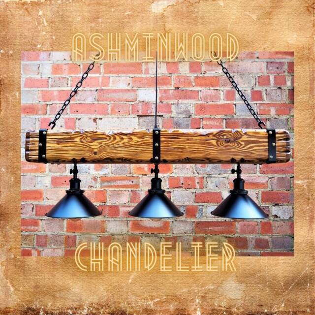 Wood Beam Pendant Light - Chandelier Farmhouse Rustic Ceiling Lighting Indoor Lamp Industrial - image 1