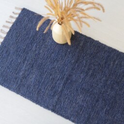 Small Handwoven Blue Rug, Shower Bathroom Kitchen Bedroom Soft Cotton Scandinavian Rug Decoration - thumbnail 2