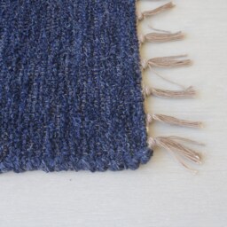 Small Handwoven Blue Rug, Shower Bathroom Kitchen Bedroom Soft Cotton Scandinavian Rug Decoration - thumbnail 4