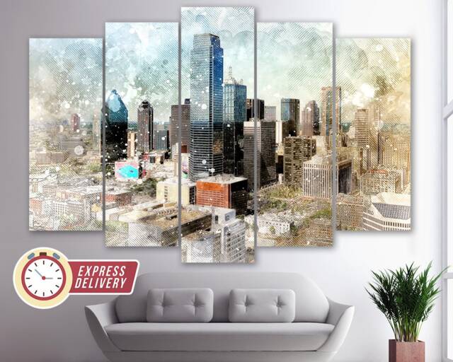 Dallas Skyline Canvas Art, Print, Wall Photo, Texas Gift - image 1