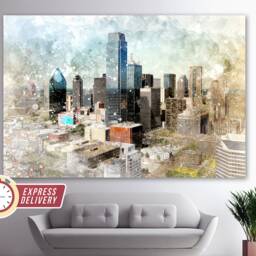 Dallas Skyline Canvas Art, Print, Wall Photo, Texas Gift - thumbnail 3