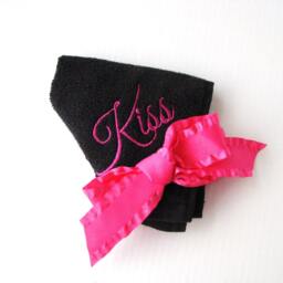 Embroidered Makeup Remover Towel Black Cotton Face Washcloth - thumbnail 2