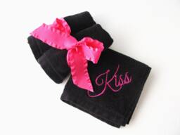Embroidered Makeup Remover Towel Black Cotton Face Washcloth