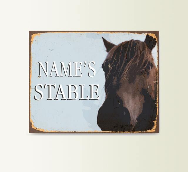Personalised Custom Stable Horse Sign Art Typograhy Inspirational Quote Metal Wall Fine Prints, Outdoor Tin Customizable