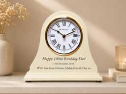100Th Birthday Gift Personalised Engraved Wooden Beige Mantel Clock 100 Years Ideas For Nan Mom Grandad Mum Dad Grandma Nanny Etc