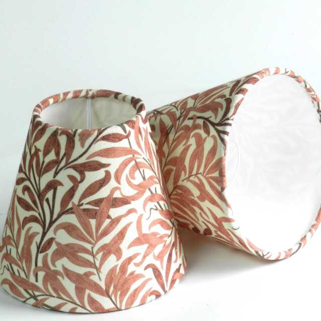 William Morris Dusky Pink Clip-On Chandelier Shade. Soft Rust Bough Design Hand Made - image 1