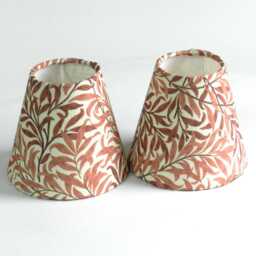 William Morris Dusky Pink Clip-On Chandelier Shade. Soft Rust Bough Design Hand Made - thumbnail 3