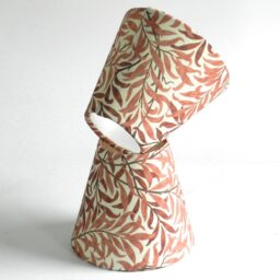 William Morris Dusky Pink Clip-On Chandelier Shade. Soft Rust Bough Design Hand Made - thumbnail 2