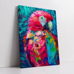 Colorful Parrot Abstract Oil Painting Pop Art Style Wall Framed Canvas Poster Print Home Kitchen Living Room Decor Animal Bird Gifts - thumbnail 2