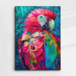 Colorful Parrot Abstract Oil Painting Pop Art Style Wall Framed Canvas Poster Print Home Kitchen Living Room Decor Animal Bird Gifts - thumbnail 3