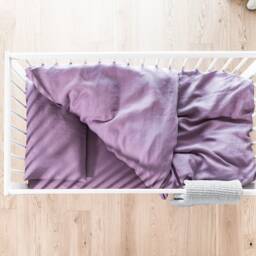 Lilac Linen Fitted Crib Sheet For Kids, Adult & Baby Bedding - thumbnail 3