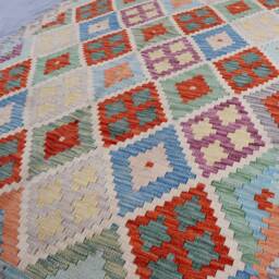 Afghan Kilim Area Rug 4x6 Ft, Fine Quality Handmade Wool Rug, Modern Flatweave Turkmen Living Room Bedroom Multicolor Carpet - thumbnail 2