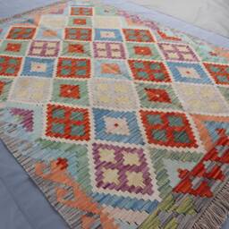 Afghan Kilim Area Rug 4x6 Ft, Fine Quality Handmade Wool Rug, Modern Flatweave Turkmen Living Room Bedroom Multicolor Carpet - thumbnail 3