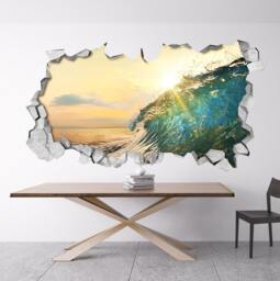 Broken Wall, Wall Decal, Wave, 3D Wallpaper, Art Prints, Decals, Stickers, Sticker, Wall Decals, Art, Art - Sku Beach3Dw - thumbnail 1