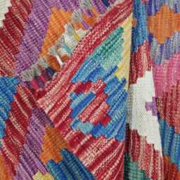Colourful Runner Rug, Handmade Artisan Afghan Turkish Scandinavian Navajo Bohemian Flatweave Wool Multicolour Kilim Rug 299x89 cm - thumbnail 4