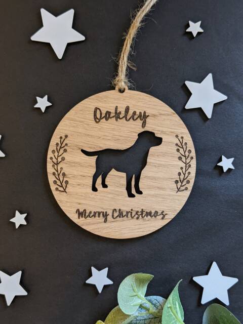 Personalised Labrador Retriever Christmas Bauble - Silhouette Dog Lab - image 1