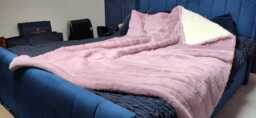 Handmade Cherry Striped Faux Fur Throw Cream Patterned Lining - thumbnail 1
