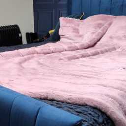Handmade Cherry Striped Faux Fur Throw Cream Patterned Lining - thumbnail 3