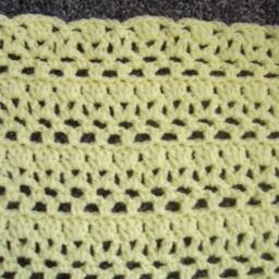 "New Handmade Crocheted ""Snow White For Baby #1"" Blanket/Afghan in Pale Yellow - 35"" X 47" - thumbnail 2