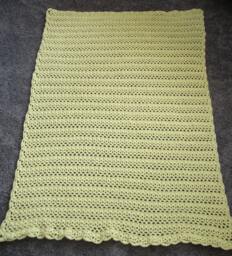 "New Handmade Crocheted ""Snow White For Baby #1"" Blanket/Afghan in Pale Yellow - 35"" X 47"