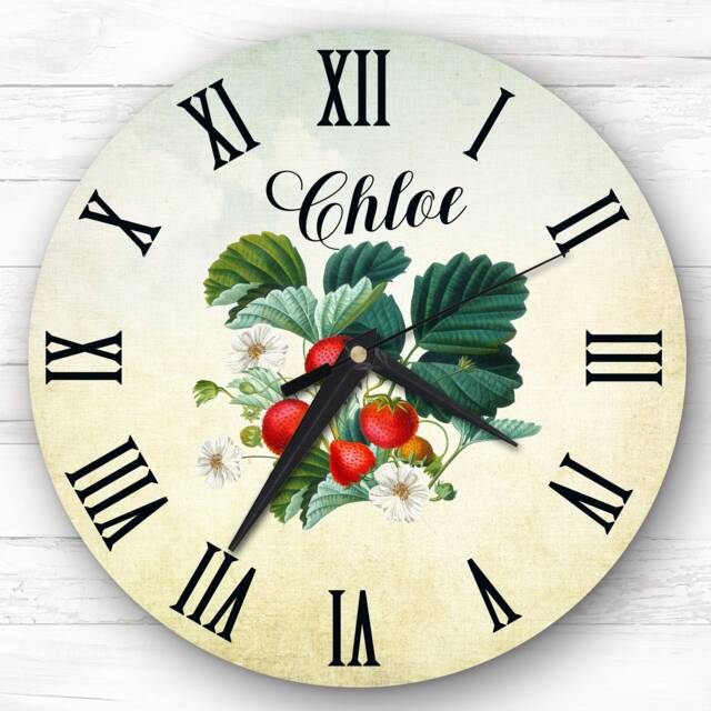 Retro Vintage Strawberry Kitchen Personalised Gift Clock - image 1