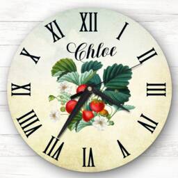 Retro Vintage Strawberry Kitchen Personalised Gift Clock
