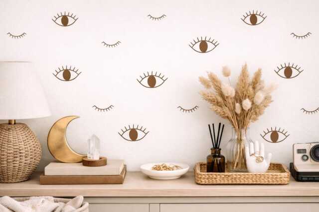 Eye Wall Decals Peel & Stick, Modern Stickers, Eyelash Vinyl For Bedroom Nursery Bathroom Decor, 2 Sizes - image 1