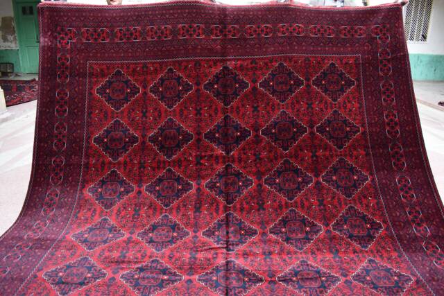 Large Afghan Rugs, High Quality Handmade Wool Rug, Large Red Area Tribal Turkmen Bukhara Living Room Office Rug - image 1