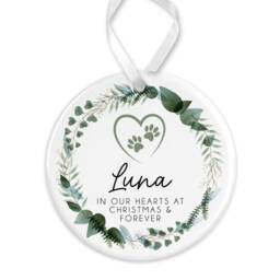 Dog Memorial Christmas Bauble - Pet Memory Ornament Cat Keepsake Loss Christmas, Gift - Name Floral Wreath - thumbnail 2