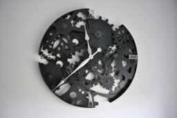 Steel Circle Of Cogs & Gears Industrial Steampunk Metal Clock