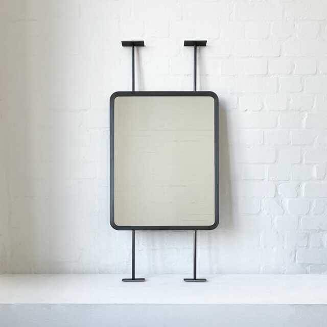 Modern Countertop To Ceiling Quadris??? Mirror With Blackened Stainless Steel Frame - image 1