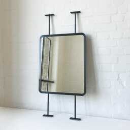 Modern Countertop To Ceiling Quadris??? Mirror With Blackened Stainless Steel Frame - thumbnail 2