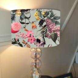 Handmade Shangri-La Floral Printed Soft Velvet Drum Ceiling Lampshade/Table Lampshade, Colourful Home Decor Light Shade, UK - thumbnail 3