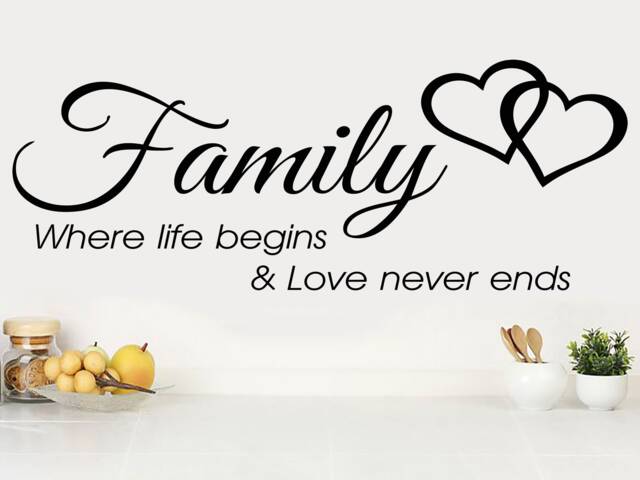 Family Wall Decal Where Life Begins, Love Never Ends - Vinyl Art - image 1