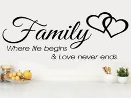 Family Wall Decal Where Life Begins, Love Never Ends - Vinyl Art - thumbnail 1
