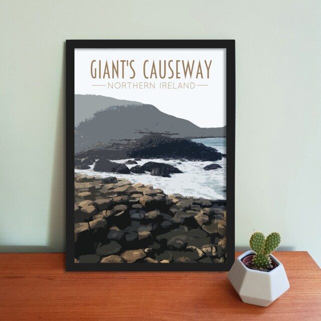 Giant's Causeway Art Print - Retro Style Northern Ireland Travel Poster - image 1