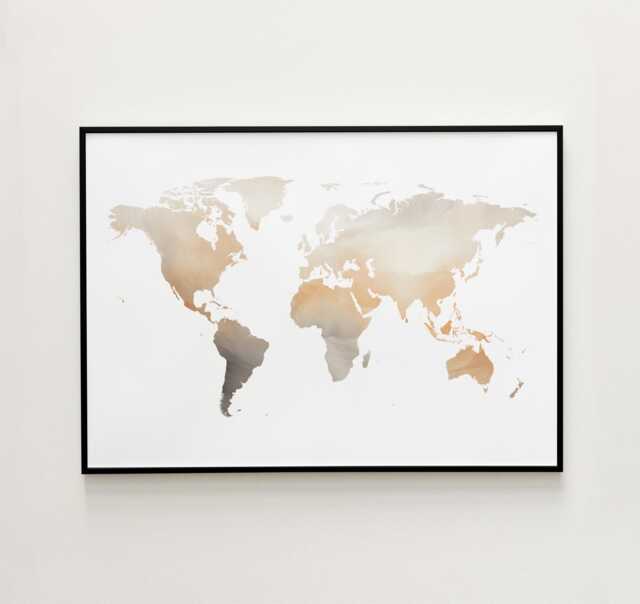 Soft Earth Tones Watercolor World Map - Neutral Wall Art Housewarming & Wedding Gift - image 1