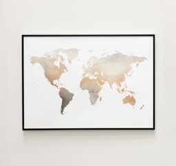Soft Earth Tones Watercolor World Map - Neutral Wall Art Housewarming & Wedding Gift - thumbnail 1
