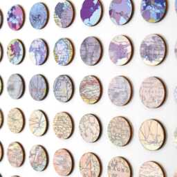 Original Pink & Violet Map Dot Artwork, 100 Ombre Dots Collage, 3D Paper Wood Panel Collage, Geometric Wall Art - thumbnail 3