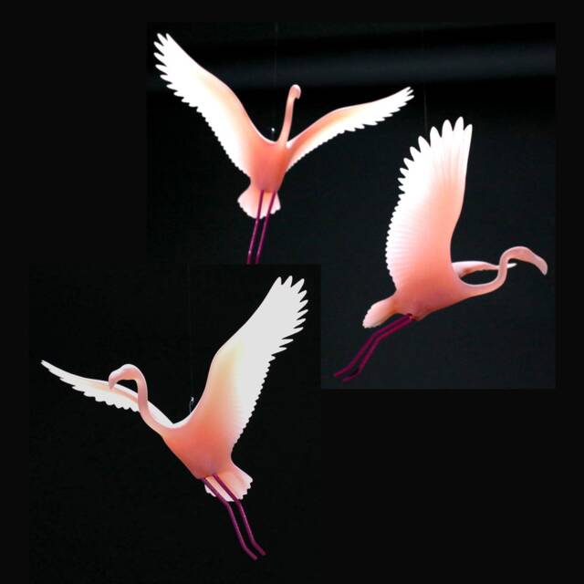 Flamingo Mobile By John Perry Trio 8In Wingspan Figurine Sculpture Statue
