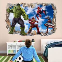 Superhero Wall Decal Sticker Mural Poster Print Art Spiderman Iron Man Hulk Captain America Avengers - thumbnail 2