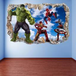Superhero Wall Decal Sticker Mural Poster Print Art Spiderman Iron Man Hulk Captain America Avengers - thumbnail 3
