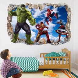 Superhero Wall Decal Sticker Mural Poster Print Art Spiderman Iron Man Hulk Captain America Avengers - thumbnail 1