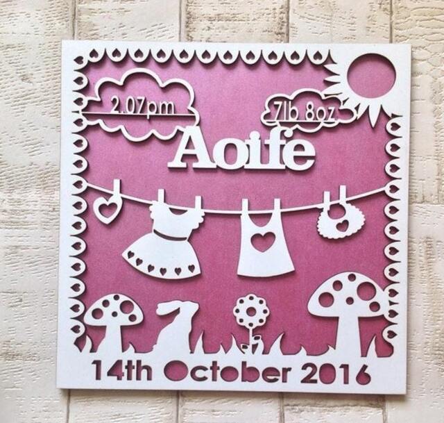 Baby Girl Personalised Wooden Wall Art Laser Cut - image 1