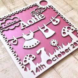 Baby Girl Personalised Wooden Wall Art Laser Cut - thumbnail 2