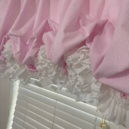 Double Ruffle Seersucker Balloon Curtain With Color Choices - thumbnail 2