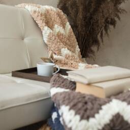 Handmade Gray Wavy Blanket Hypoallergenic Micro Polyester Home Decor - thumbnail 4