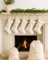 Custom Initials Stocking & Sack Personalized Christmas Stockings Gift Bags First Gift, Family Holiday Gifts - thumbnail 1