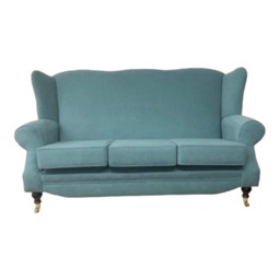 Queen Anne Wingback Sofa Duck Egg Blue Cottage Style